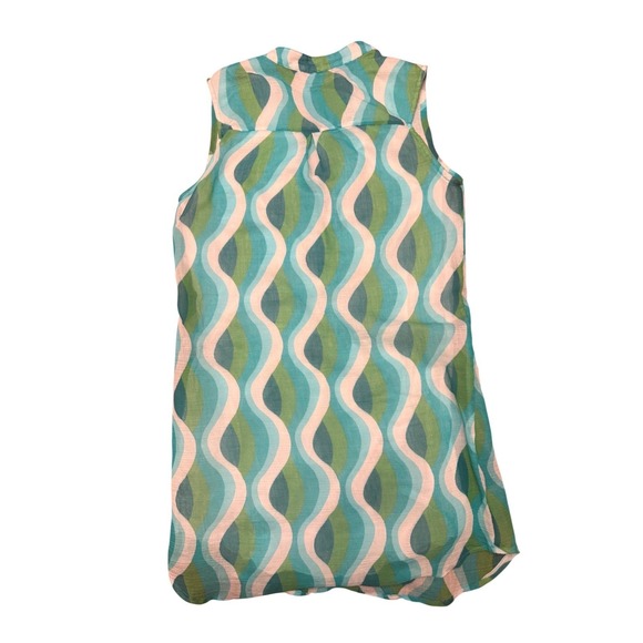 Joy Joy Women's Geometric Wave Ruffle V Neck Sleeveless Tunic Top XS - Picture 4 of 7